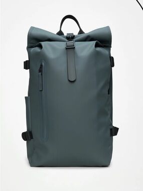 RAINS Rolltop Rucksack Bag Large Luggage Backpack Lagoon Blue $175 NEW NWT